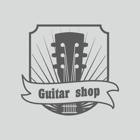 Vintage  , badge, emblem elements for music shop, guitar shop. Can be used for design posters, flyers or cardsのイラスト素材