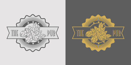 Vintage style beer, pub or brewhouse label   . Gray and gold.のイラスト素材