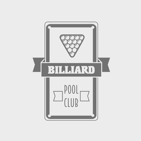 Billiard and poolroom emblems or icons set with table, balls and decorationsのイラスト素材