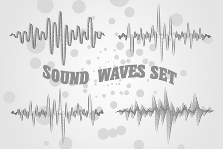 Sound waves set. Music waves icons. Audio equalizer technology. Vector illustration.のイラスト素材