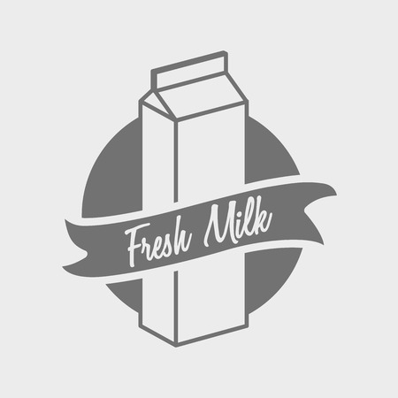 Fresh farming milk emblem symbol with packaging pontainer and text Fresh Milkのイラスト素材