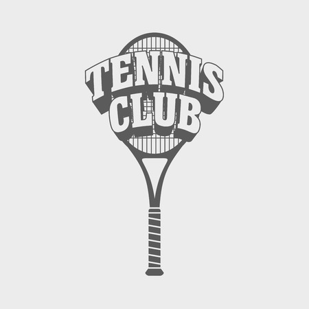 Tennis club logo, symbol or label design template with tennis racket.  Can be used for design posters, flyers or cardsのイラスト素材