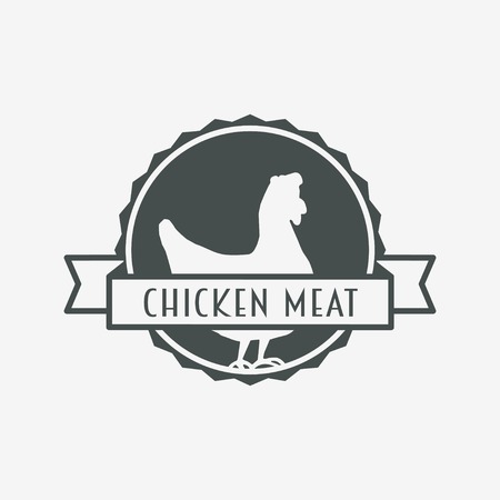 Chicken meat badge, logo or label design templateのイラスト素材