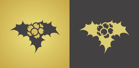 Holly berry leaves Christmas icon. Vector illustrationのイラスト素材