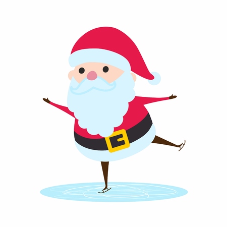 Santa Claus riding on ice rinkのイラスト素材