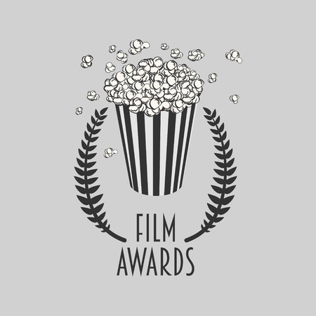 Film awards festival vector symbol or badge illustration with popcornのイラスト素材