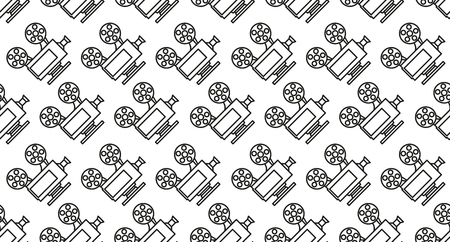 Movie seamless pattern with cinema camera projectorのイラスト素材