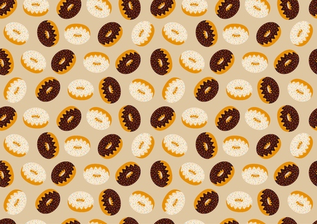 Vector seamless pattern with many delicious donutsのイラスト素材