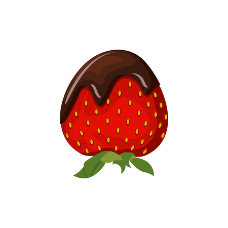 Strawberry and chocolate vector illustration isolated on white backgroundのイラスト素材