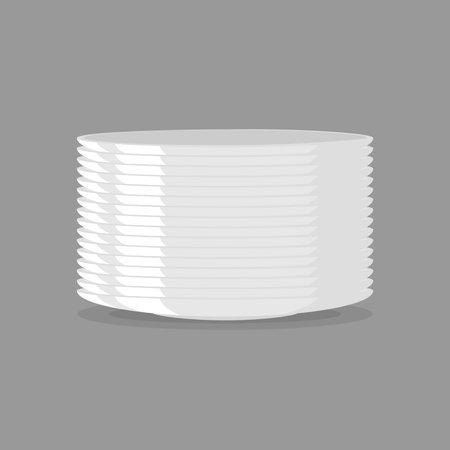 Plates stack illustration on dark gray background.のイラスト素材