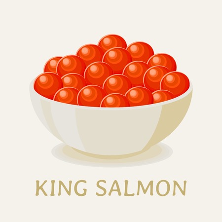 Red caviar of king salmon fishのイラスト素材