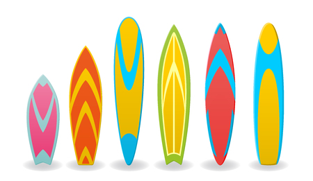 Set of vector illustrations of a surfboards isolated on white backgroundのイラスト素材
