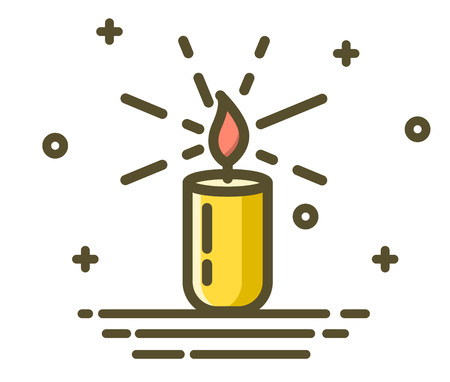 Candles burn with fire realistic. Set isolated on transparent background. Element for design decor, vector illustrationのイラスト素材