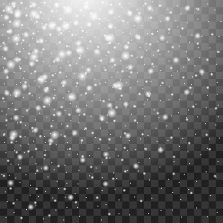 Falling snow winter background. Beautiful snowfall with realistic snowflakes isolated on transparent backgroundのイラスト素材