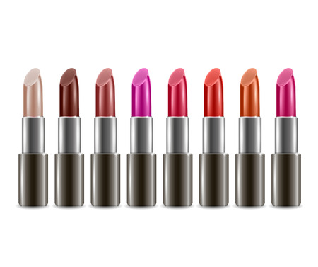 Realistick lipsticks with different colors isolated on white backgroundのイラスト素材