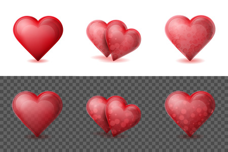 Set of realistic valentine hearts. Elements on the white background. Collection of objects on the white background.のイラスト素材