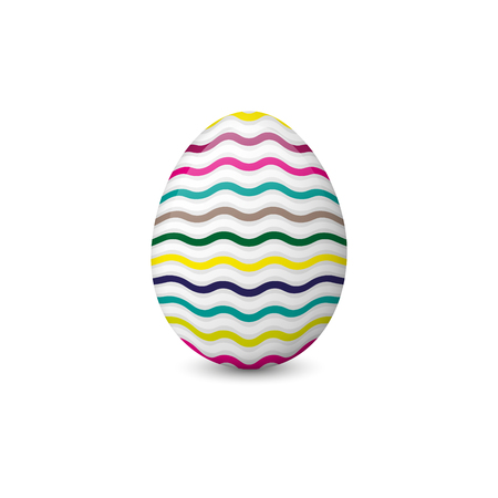 Colorful Easter egg isolated on the white background. Vector illustration. Painted and decorated Easter symbol, element or object.のイラスト素材