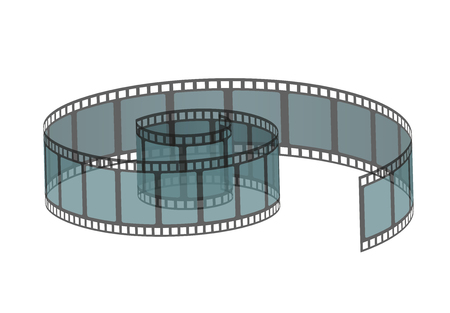 Vector illustration of filmstrip roll. Cinema and movie element or object isolated on the white background.のイラスト素材