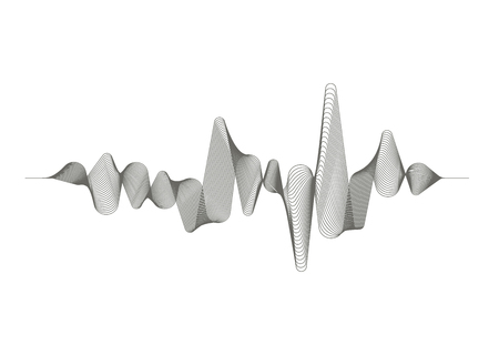 Monochrome sound wave on white background. Audio digital equalizer technology. Musical pulse. Vector music wave.のイラスト素材