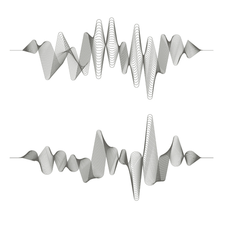 Two vector music sound wave patterns on white backgroundのイラスト素材