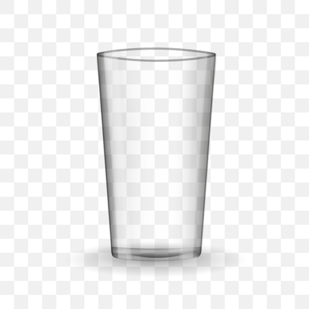 Empty drinking glass cup. Transparent glass on checkerboard background.のイラスト素材