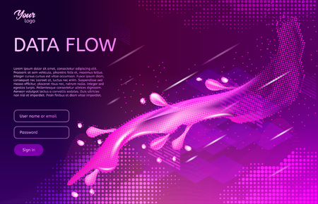 Abstract and creative concept of data flow. Isometric vector illustration. Process of data movement.のイラスト素材