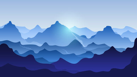 Mountain landscape vector Illustration with mountain peaks.のイラスト素材