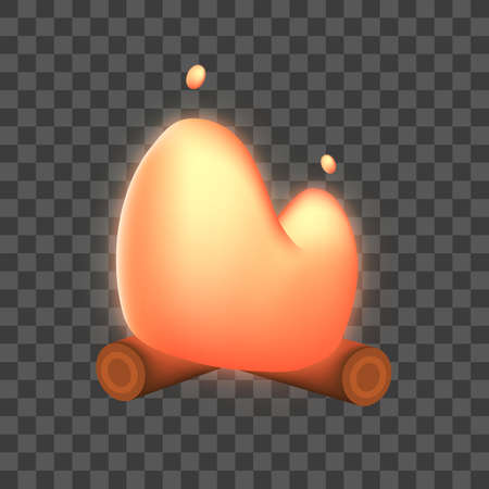 3d bonfire isolated on transparent effect background. Fire illustration.のイラスト素材
