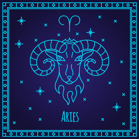 Aries zodiac signs. Vector illustration. Astrological horoscope symbol. Constellations vector...