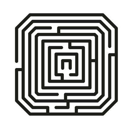 Maze game black line icon. Isolated on white background.のイラスト素材