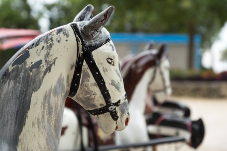 Wooden Antique Horse Head Carriage, Avignonの写真素材