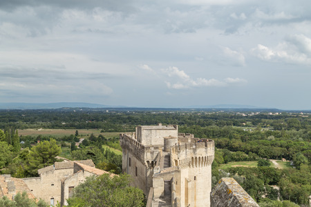 Medieval Castle Walls of Fort Saint-Andre in town of Villeneuve les Avignon (Languedoc-Roussillon, France)のeditorial素材