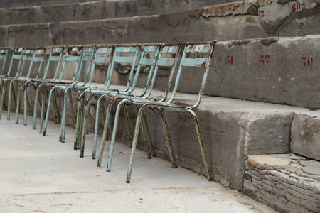 Old Metal Chairs at Ancient Theater of Orange, Franceの写真素材
