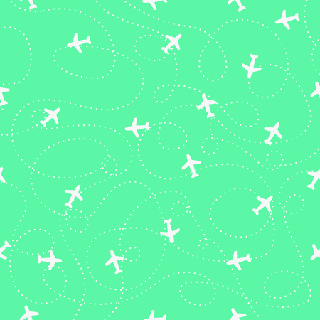 Planes with trajectories and on the light blue sky. Seamless vector background.Seamless patternのイラスト素材