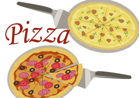 The image of pizza with inscriptionのイラスト素材