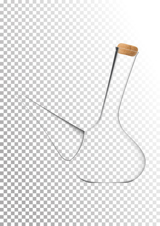 Vector illustration in photo realistic style. The image of a realistic glass transparent national Spanish vessel for wine on transparent background. Serving wine with decanter.のイラスト素材