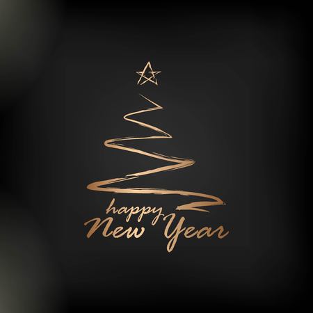 2019 golden New Year sign with golden glitter on black background. Vector New Year illustration.のイラスト素材