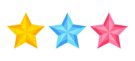 Vector icons of colorful stars. Vector emblem of stars for game rating.