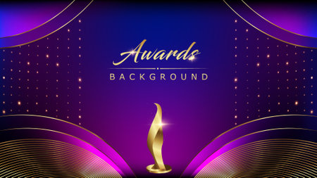 Blue Pink Golden Shimmer Awards Graphics Background Celebration. Entertainment Light Hollywood Bollywood Template Nomination Luxury Premium Corporate Abstract Design Template Banneのイラスト素材