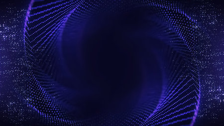 Purple Blue Vortex Award Background. Traditional Style Sparkle Glowing Effect. Jubilee Night Decorative Invitation. New Trend Shining Visual. Particles Glitter Shining on Stageの写真素材