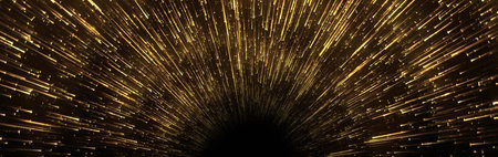 Black Golden Growing Shimmer Glitter Fireworks Stage Award Background. Trophy on Luxury Background. Modern Abstract Design Template. LED Visual Motion Graphics.の写真素材