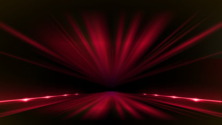 Red Maroon Tunnel Path Stage Award Background. Speed Way Red Carpet Luxury Background. Modern Abstract Design Template. LED Visual Motion Graphics. Wedding Marriage Invitation Postの写真素材