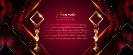 Red Maroon Golden Diamond Frame Shine Dotted Award Background. Trophy on Luxury Background. Modern Abstract Design Template. LED Visual Motion Graphics. Wedding Invitation Poster.のイラスト素材