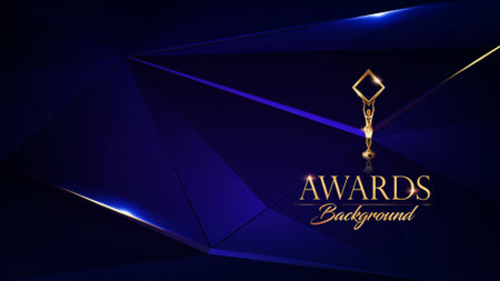 Classy Blue Golden Royal Awards Graphics Background Lines Polygonal Triangle Trend Elegant Shine Modern Edge Template Luxury Premium Corporate Abstract Design Template Bannerのイラスト素材