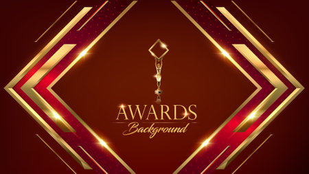 Red Maroon Golden Royal Awards Graphics Background Arrow Frame Side Triangle Elegant Shine Modern Blended Template Luxury Premium Corporate Abstract Design Template Banner Certificのイラスト素材