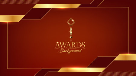 Red and Golden Award Background. Luxury Graphics Dynamic Corner Shape. Modern Abstract Template Design. Business Presentation Slide.のイラスト素材