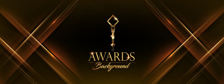 Black Brown and Golden Award Background. Elegant Celebration Invitation, Premium Wedding Invitation Design. Holiday Greeting Card Collection. Diwali Festival Backdrop. Ramadan Postのイラスト素材