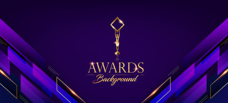 Purple and Golden Award Background. Modern Abstract Design. Anniversary Award Ceremony. Bollywood Style Invitation Card. Texture and Pattern Wallpaper. Marriage Cover Design.のイラスト素材