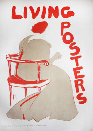 The poster with woman sitting on the chair in the vintage book Les Maitres de L'Affiche, by Roger Marx, 1897.の写真素材