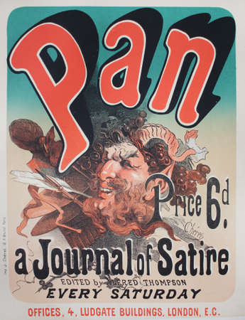 The advertising poster of theatre performance in the vintage book Les Maitres de L'Affiche, by Roger Marx, 1897.の写真素材